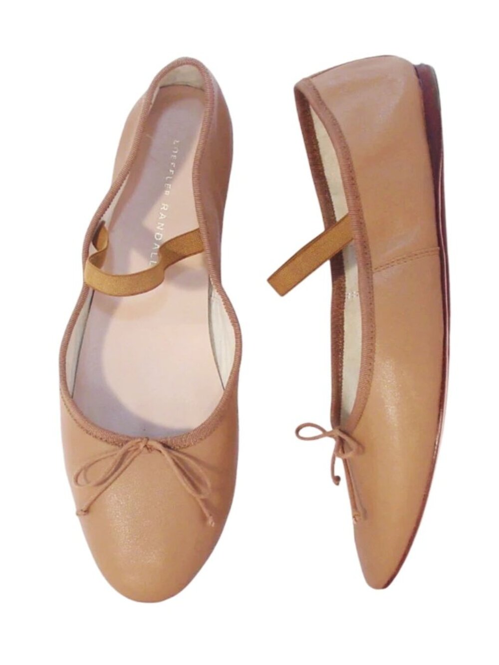 LOEFFLER RANDALL Leonie $275 Brown Lambskin Bow Ballerina Flats 9B - NEW